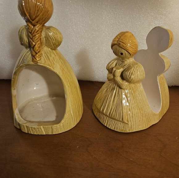 Vintage Corn Husk Girl 2 Piece Kitchen Set Praying. - Picture 4 of 7